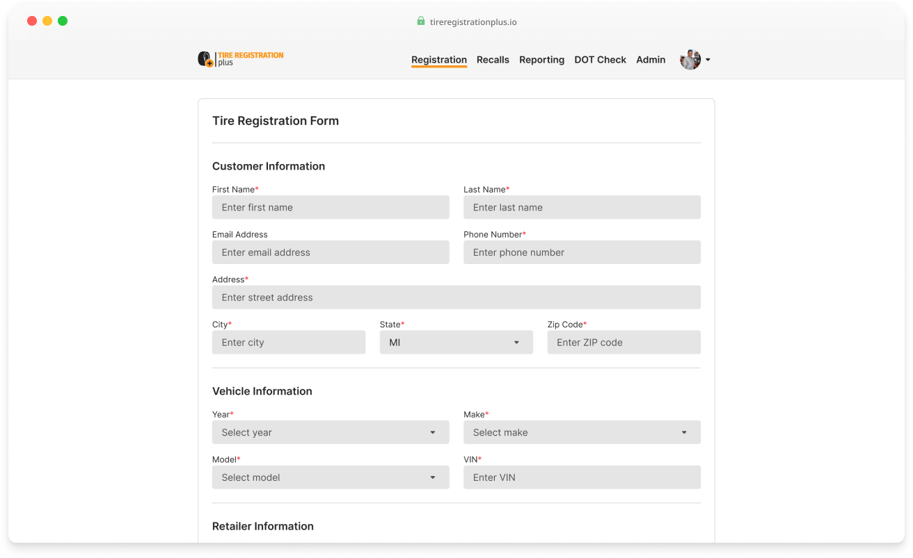 All-brand registration — customer details
