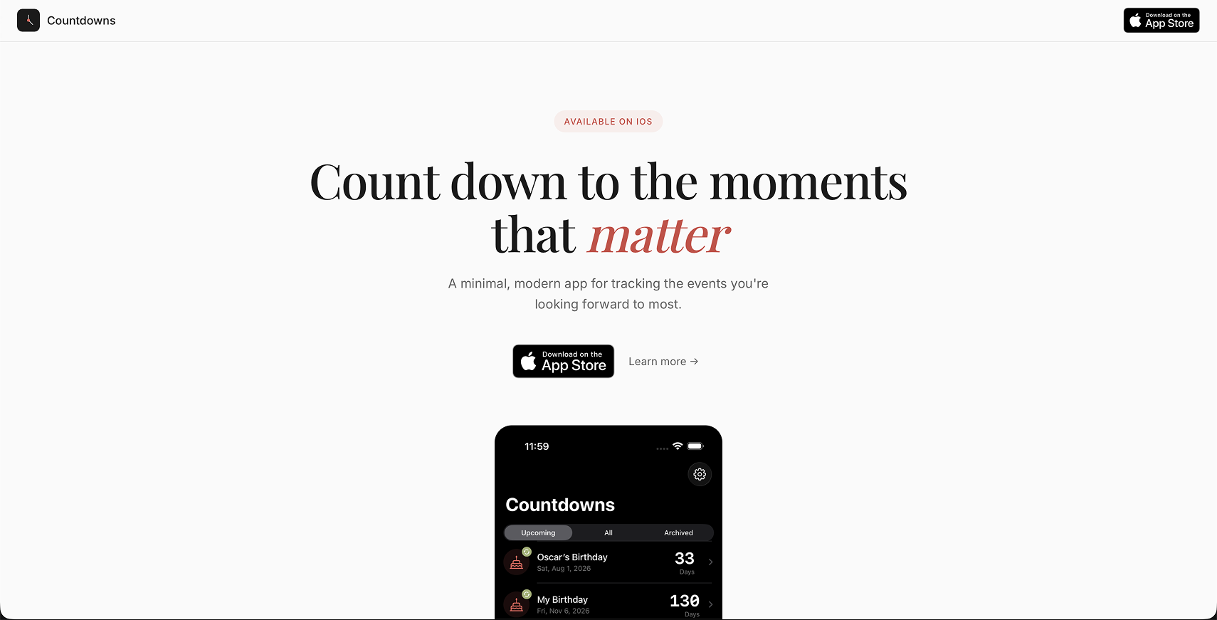 Countdowns: Track What Matters cover